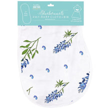 Load image into Gallery viewer, Baby Burp Cloth &amp; Bib Combo: Bluebonnets - Little Hometown
