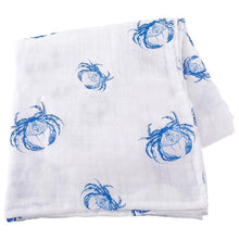 Load image into Gallery viewer, Blue Crab Baby Muslin Swaddle Blanket - Little Hometown
