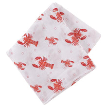 Load image into Gallery viewer, Gift Set: Heads Tails Crawfish Lobster Baby Muslin Swaddle Blanket and Burp Cloth/Bib Combo - Little Hometown
