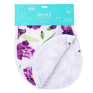 Gift Set: Irises Baby Muslin Swaddle Blanket and Burp Cloth/Bib Combo - Little Hometown