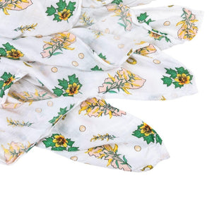 Gift Set: Kentucky Baby Muslin Swaddle Blanket and Burp Cloth/Bib Combo (Floral) - Little Hometown