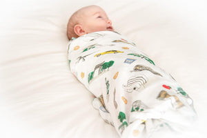 Gift Set: New York City Baby Muslin Swaddle Blanket and Burp Cloth/Bib Combo - Little Hometown