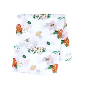 Gift Set: North Carolina Baby Muslin Swaddle Blanket and Burp Cloth/Bib Combo (Floral) - Little Hometown