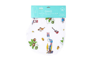 Gift Set: Ohio Baby Muslin Swaddle Receiving Blanket and Burp Cloth / Bib Combo - Little Hometown