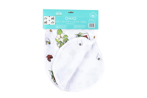 Gift Set: Ohio Baby Muslin Swaddle Receiving Blanket (Floral) and Burp/Bib Combo - Little Hometown