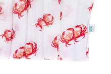 Load image into Gallery viewer, Gift Set: Pink Crab Baby Muslin Swaddle Blanket and Burp Cloth/Bib Combo - Little Hometown
