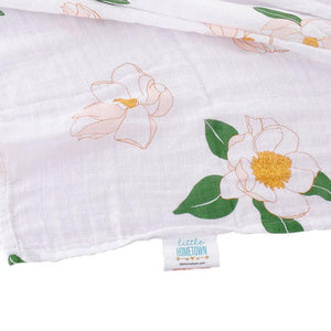 Gift Set: Southern Magnolia Baby Muslin Swaddle Blanket and Burp Cloth/Bib Combo - Little Hometown
