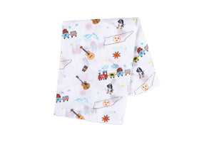 Gift Set: Tennessee Baby Muslin Swaddle Blanket and Burp Cloth/Bib Combo - Little Hometown