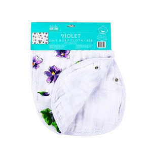 Gift Set: Violet Baby Muslin Swaddle Blanket and Burp Cloth/Bib Combo - Little Hometown