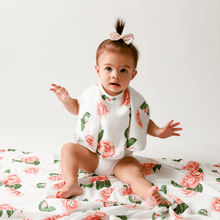 Load image into Gallery viewer, GiftSet: Camelia Baby Muslin Swaddle Blanket and Burp Cloth/Bib Combo - Little Hometown
