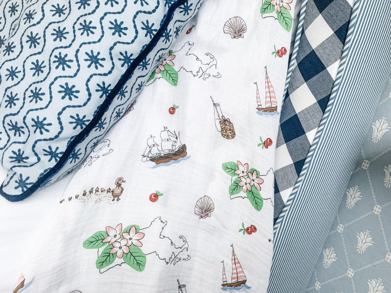 Behind the Design: Massachusetts Girl/Floral Baby Swaddle Blanket