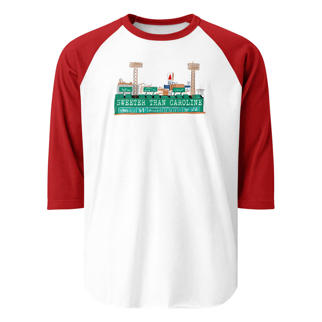 ADULT (Unisex) Boston Sweeter Than Caroline 3/4 sleeve raglan shirt - Little Hometown