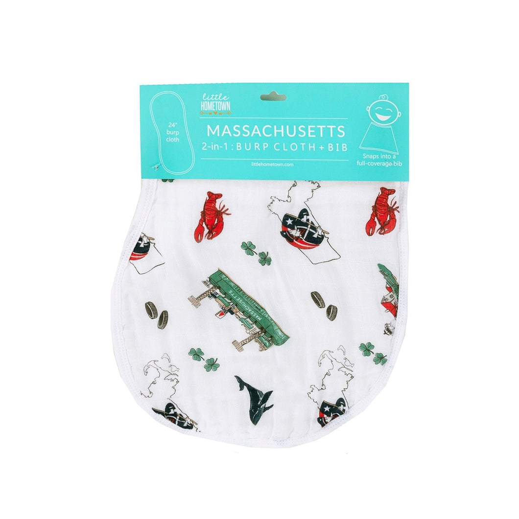 Baby Burp Cloth & Bib Combo: Massachusetts Baby - Little Hometown