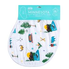 Load image into Gallery viewer, Baby Burp Cloth &amp; Bib Combo: Minnesota - Little Hometown
