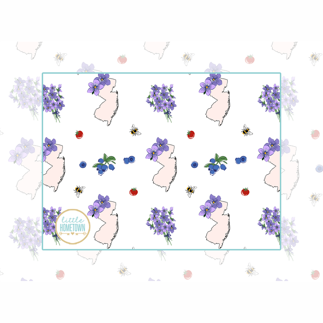 Baby Burp Cloth & Bib Combo: New Jersey Baby (Floral) - Little Hometown