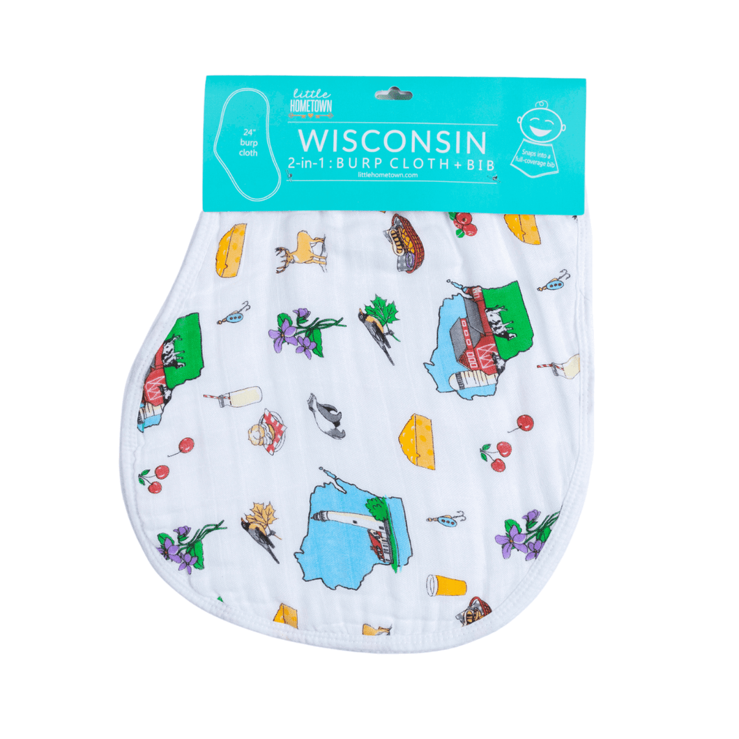 Baby Burp Cloth & Bib Combo: Wisconsin - Little Hometown