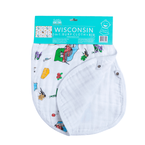 Baby Burp Cloth & Bib Combo: Wisconsin - Little Hometown