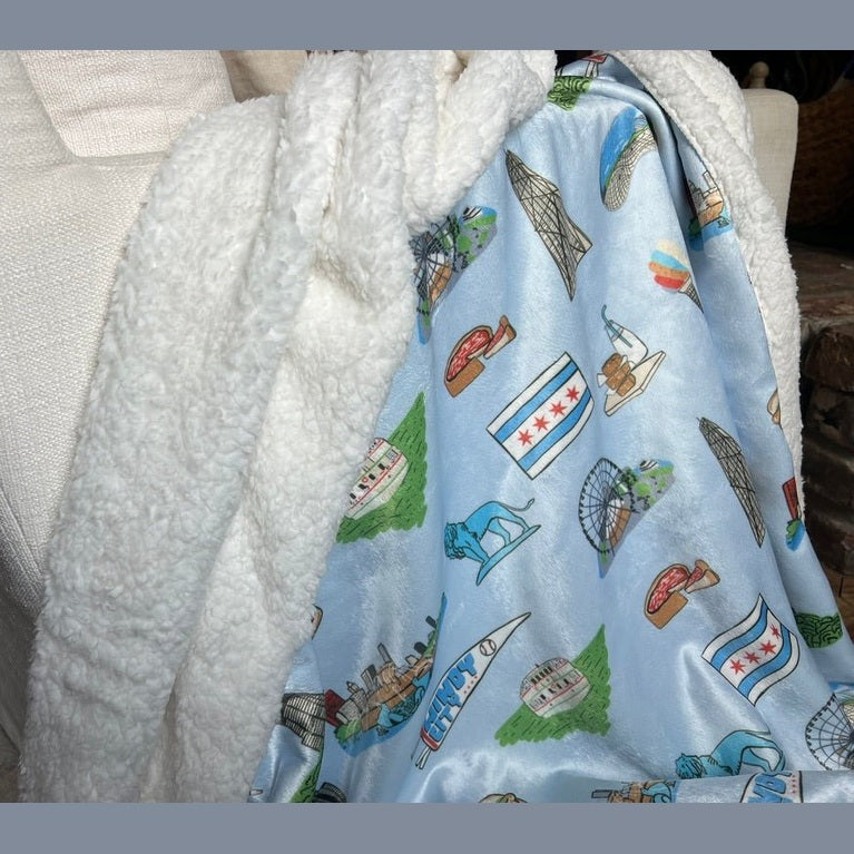 Chicago Plush Throw Blanket 60x80 - Little Hometown