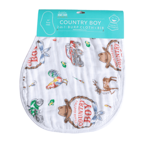 Country Boy 2 in 1 Burp Cloth and Bib Combo - Little Hometown