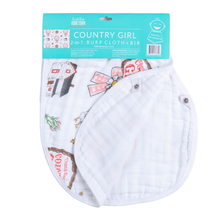 Load image into Gallery viewer, Country Girl 2 in 1 Burp Cloth and Bib Combo - Little Hometown
