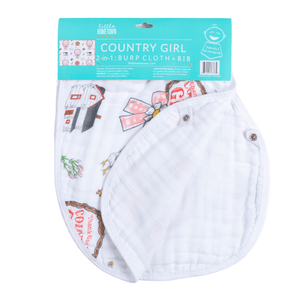 Country Girl 2 in 1 Burp Cloth and Bib Combo - Little Hometown