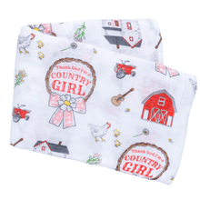 Load image into Gallery viewer, Country Girl Muslin Swaddle Receiving Blanket - Little Hometown
