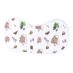 Gift Set: Alabama Floral Baby Muslin Swaddle Blanket and Burp Cloth/Bib Combo - Little Hometown