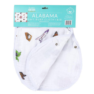 Gift Set: Alabama Floral Baby Muslin Swaddle Blanket and Burp Cloth/Bib Combo - Little Hometown