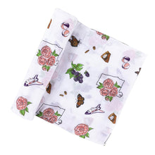 Load image into Gallery viewer, Gift Set: Alabama Floral Baby Muslin Swaddle Blanket and Burp Cloth/Bib Combo - Little Hometown
