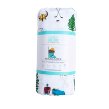 Load image into Gallery viewer, Gift Set: Minnesota Baby Muslin Swaddle Blanket and Burp Cloth/Bib Combo - Little Hometown
