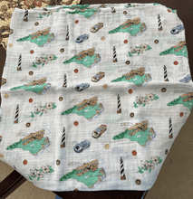 Load image into Gallery viewer, Gift Set: North Carolina Baby Muslin Swaddle Blanket and Burp Cloth/Bib Combo - Little Hometown
