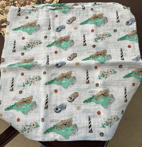 North Carolina Baby Muslin Swaddle Receiving Blanket - Little Hometown