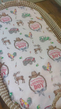 Load and play video in Gallery viewer, Country Boy Baby Giftset:  Baby Swaddle Blanket and Burp/Bib Combo
