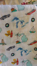 Load and play video in Gallery viewer, Michigan Baby Muslin Swaddle Receiving Blanket
