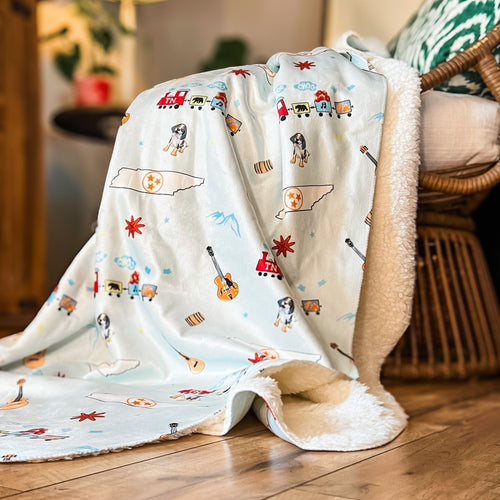 Tennessee Blue Plush Throw Blanket 60x80 - Little Hometown
