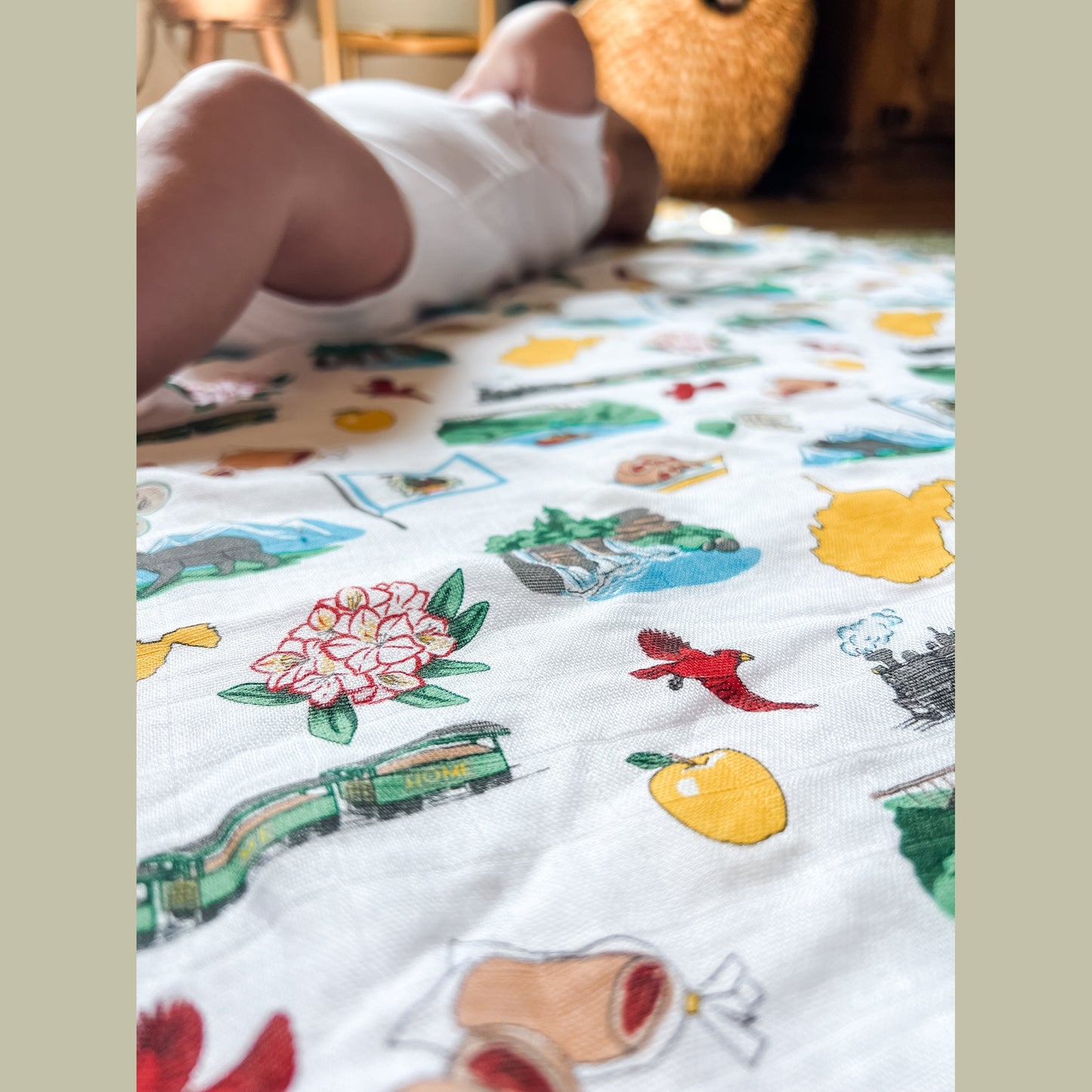 West Virginia Baby Giftset: Baby Swaddle Blanket and Burp/Bib Combo - Little Hometown