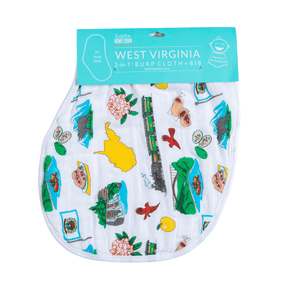 West Virginia Baby Giftset: Baby Swaddle Blanket and Burp/Bib Combo - Little Hometown