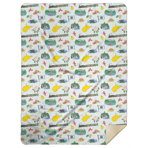 Cozy West Virginia plush throw blanket, 60x80 inches, featuring a scenic mountain landscape and 