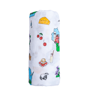 Wisconsin Baby Muslin Swaddle Receiving Blanket - Little Hometown