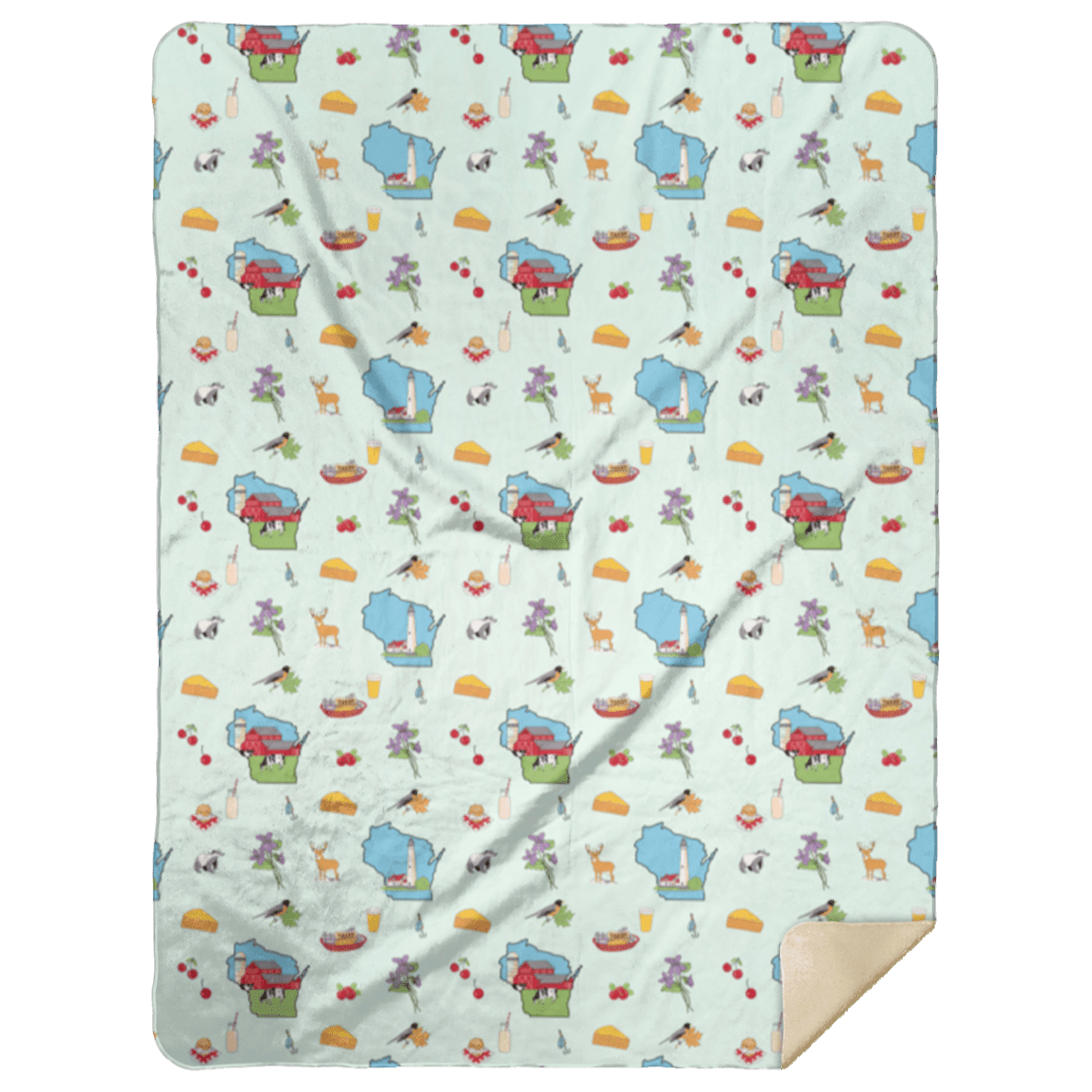Wisconsin-themed plush throw blanket, 60x80 inches, featuring a cozy design with the state outline.