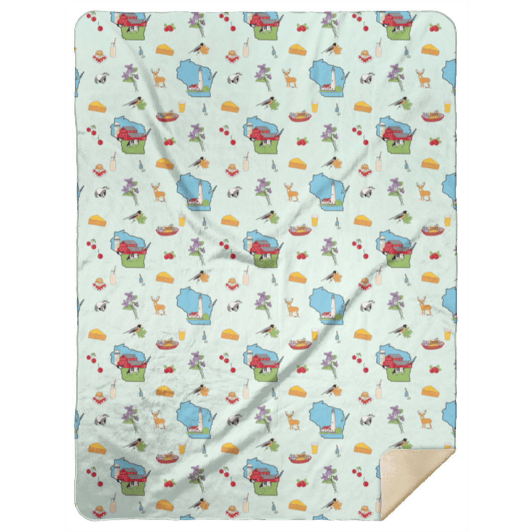 Wisconsin-themed plush throw blanket, 60x80 inches, featuring a cozy design with the state outline.