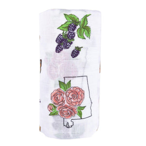 Alabama Baby Muslin Swaddle Blanket (Floral) - Little Hometown