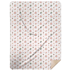 Alabama-themed floral plush throw blanket with vibrant red, yellow, and blue flowers on a white background.