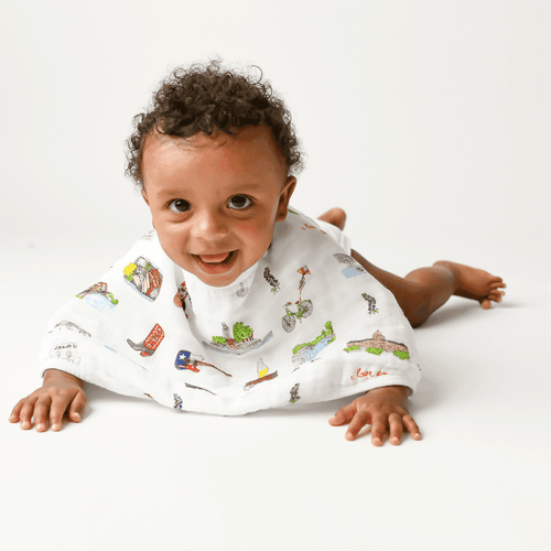 Baby bib and burp cloth set with 