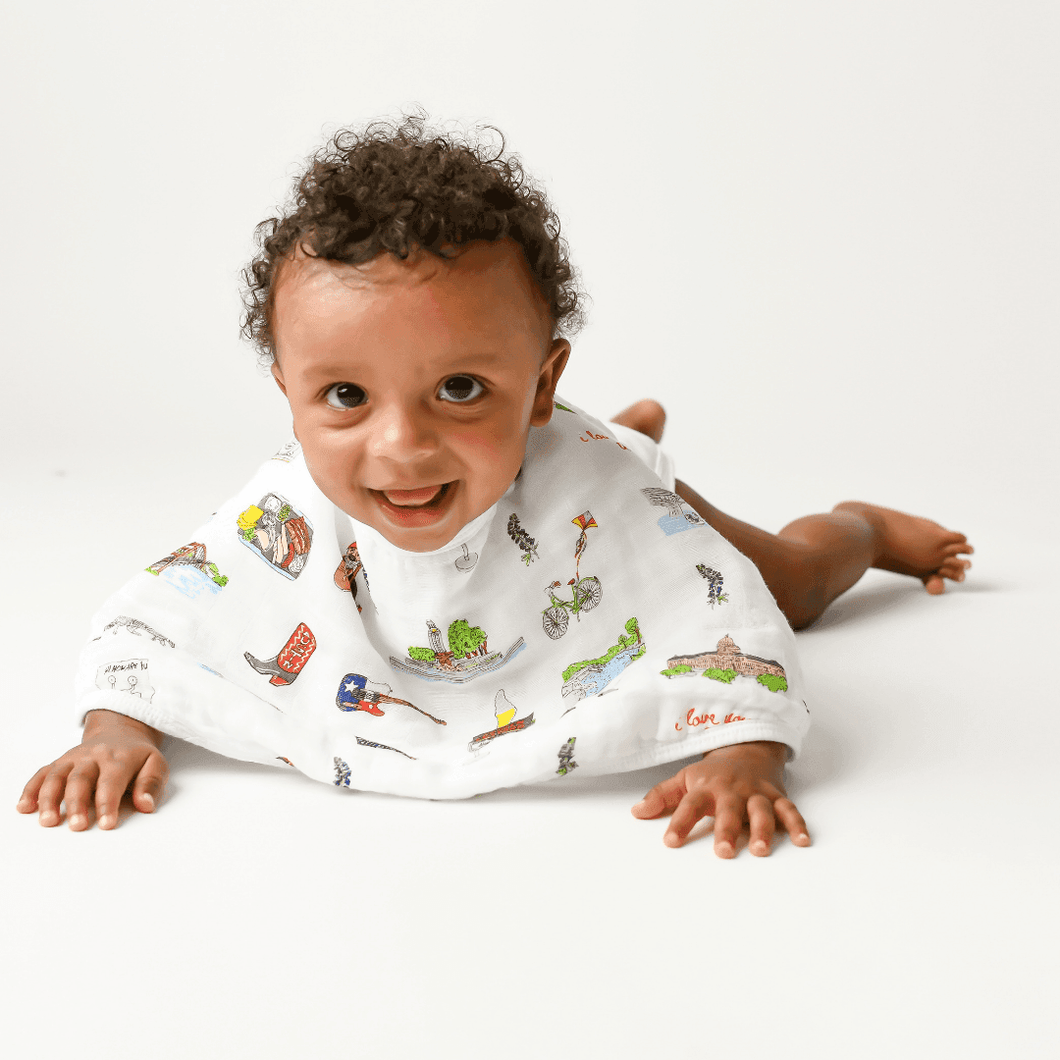 Baby bib and burp cloth set with 