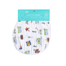 Load image into Gallery viewer, Baby Burp Cloth &amp; Bib Combo: Austin - Little Hometown
