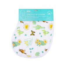 Load image into Gallery viewer, Baby Burp Cloth &amp; Bib Combo: Cactus Blossom - Little Hometown
