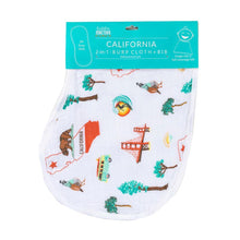 Load image into Gallery viewer, Baby Burp Cloth &amp; Bib Combo: California Baby - Little Hometown
