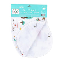 Load image into Gallery viewer, Baby Burp Cloth &amp; Bib Combo: California Baby - Little Hometown
