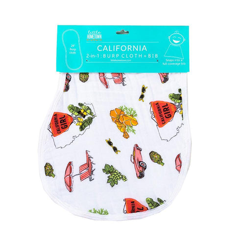 Baby Burp Cloth & Bib Combo: California Girl - Little Hometown